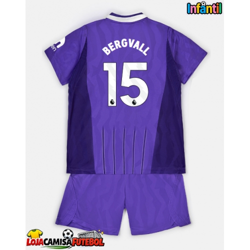 Camisa de Futebol Tottenham Hotspur Lucas Bergvall #15 Equipamento Alternativo Infantil 2026-27 Manga Curta (+ Calças curtas)